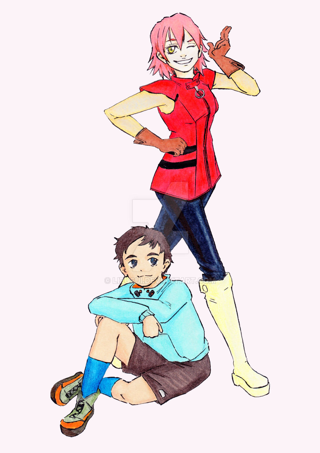 Flcl FLCL Naota and Haruko by LizUsui on DeviantArt