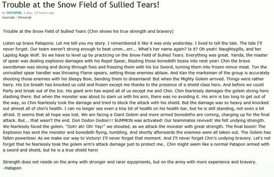 Trouble at the Snow field of Sullied Tears.