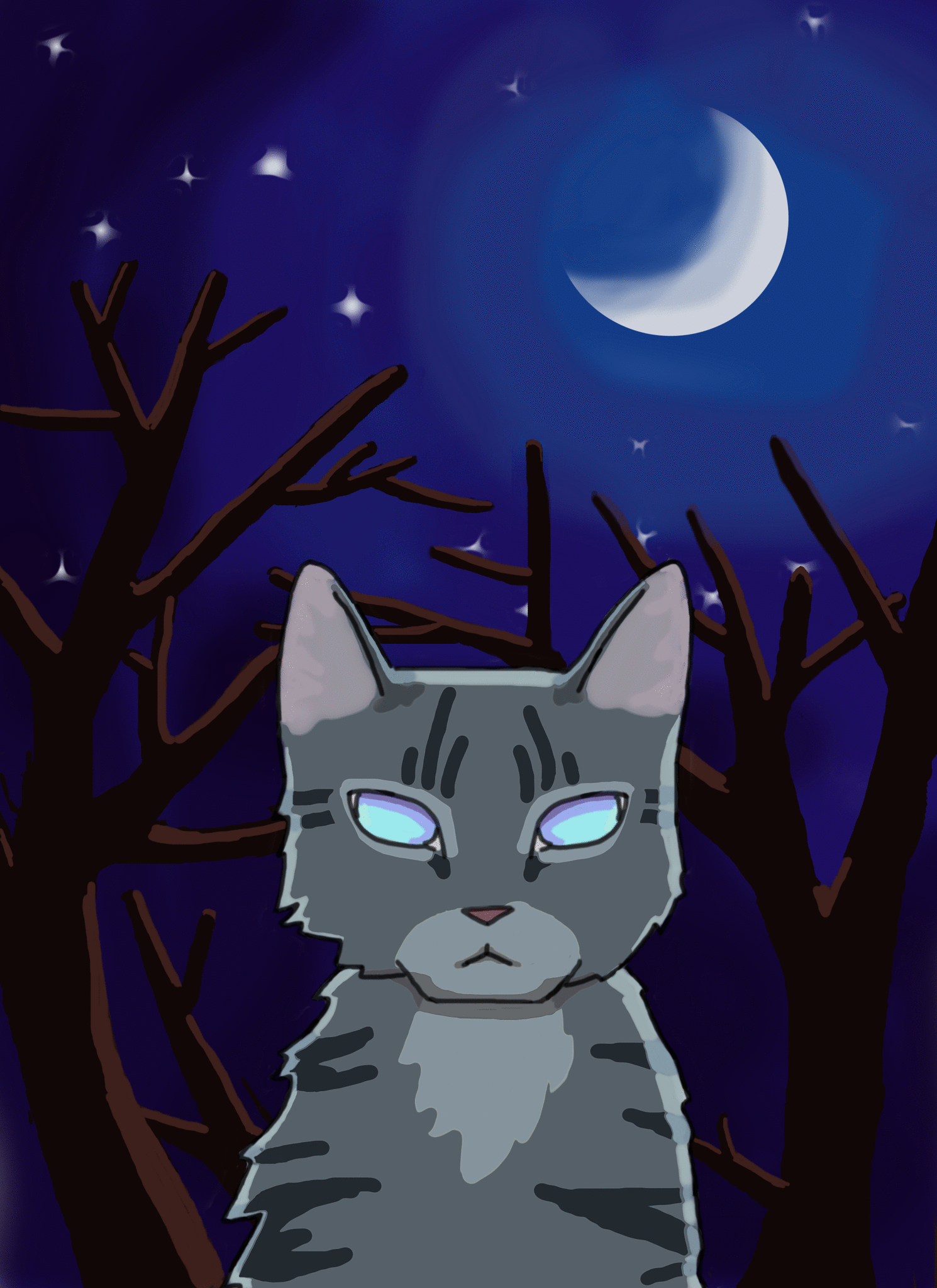 Полночь восход луны. Коты Воители синяя звезда грустная. Коты Воители Звёздное племя Белогривка. Коты Воители снежок.