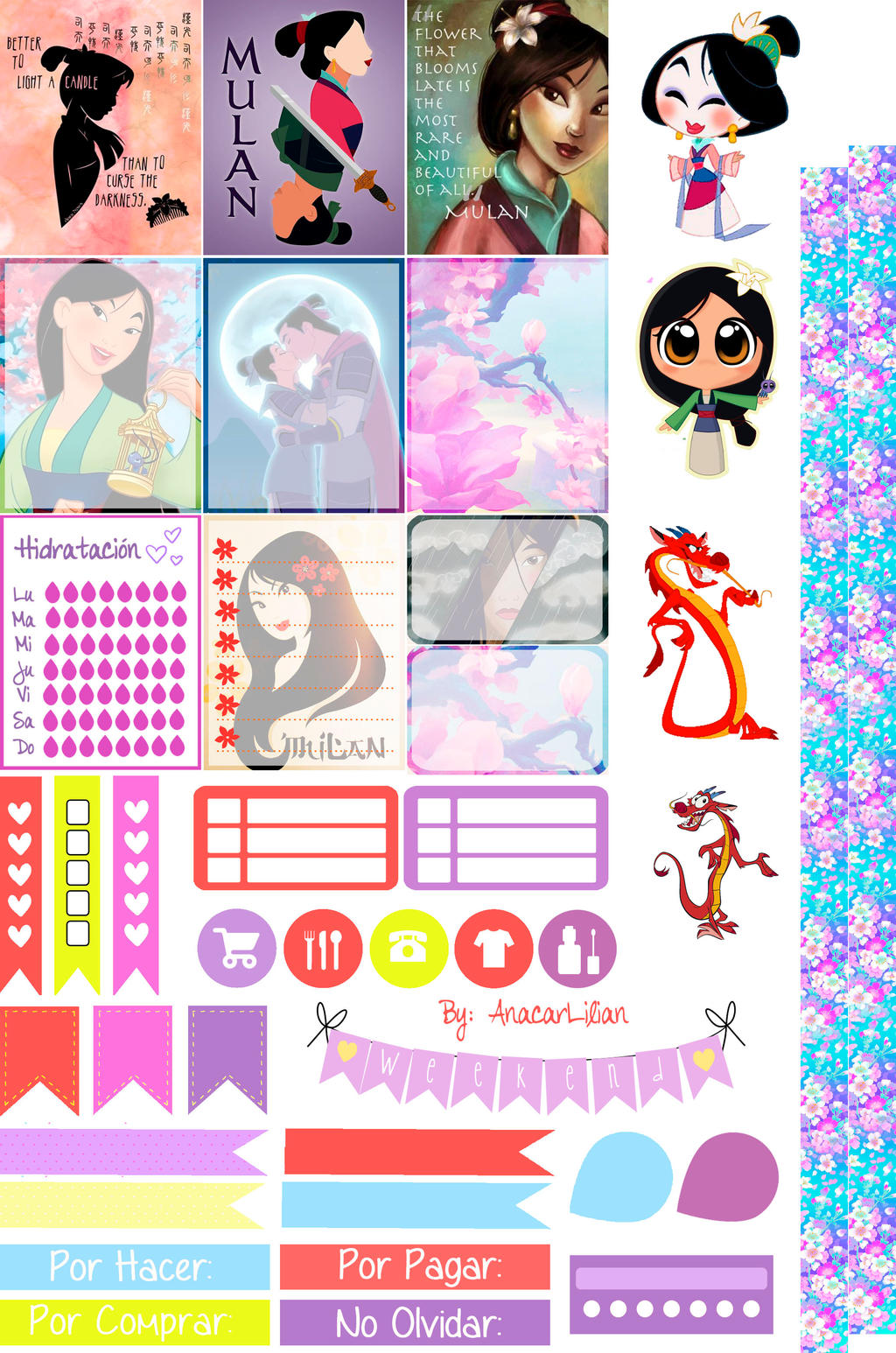 Mulan - Stickers Imprimibles