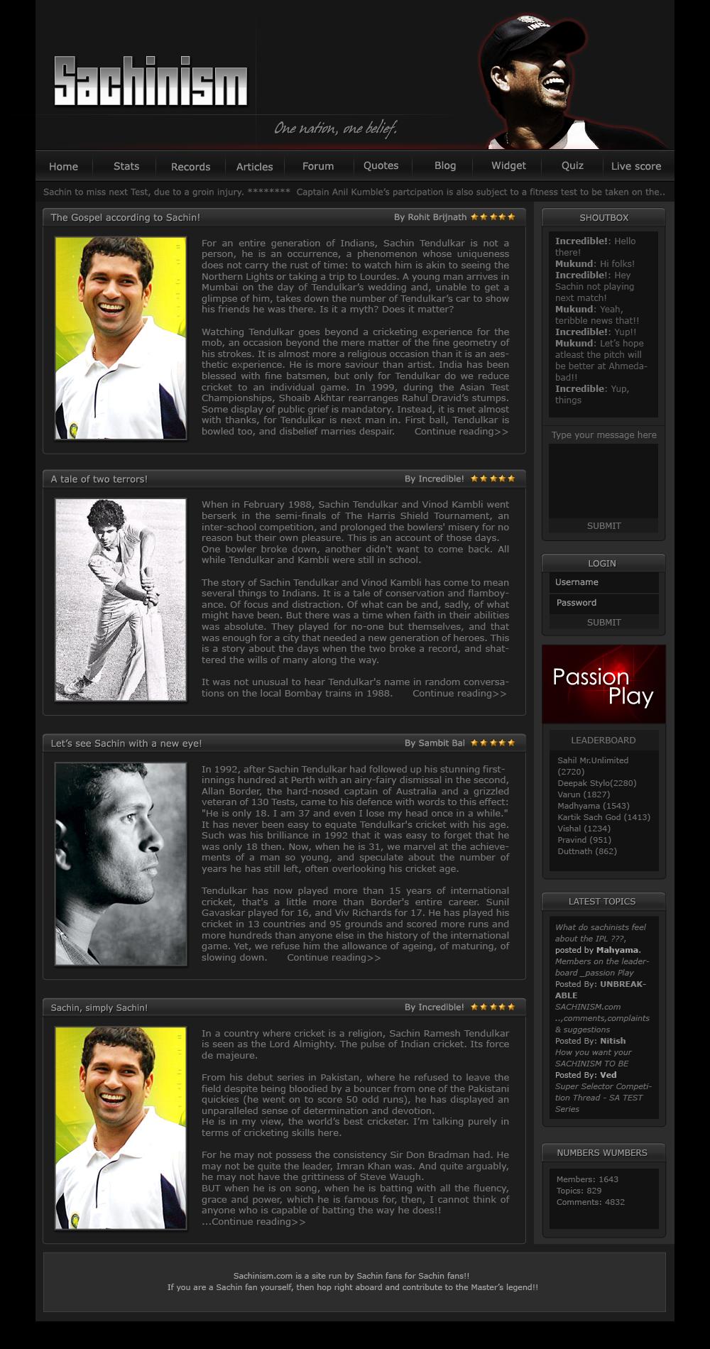 Sachinism Web Layout Concept