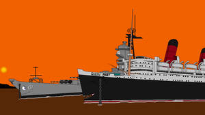 RMS Queen Mary and USS Iowa