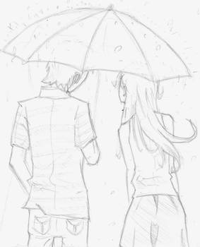 Sketch: Couple in the Rain