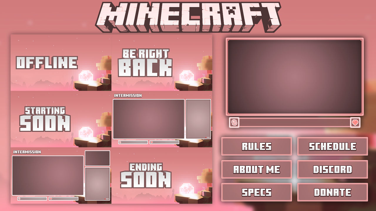 Minecraft Peach Theme Animated Stream Pack by yoursocialspace on DeviantArt