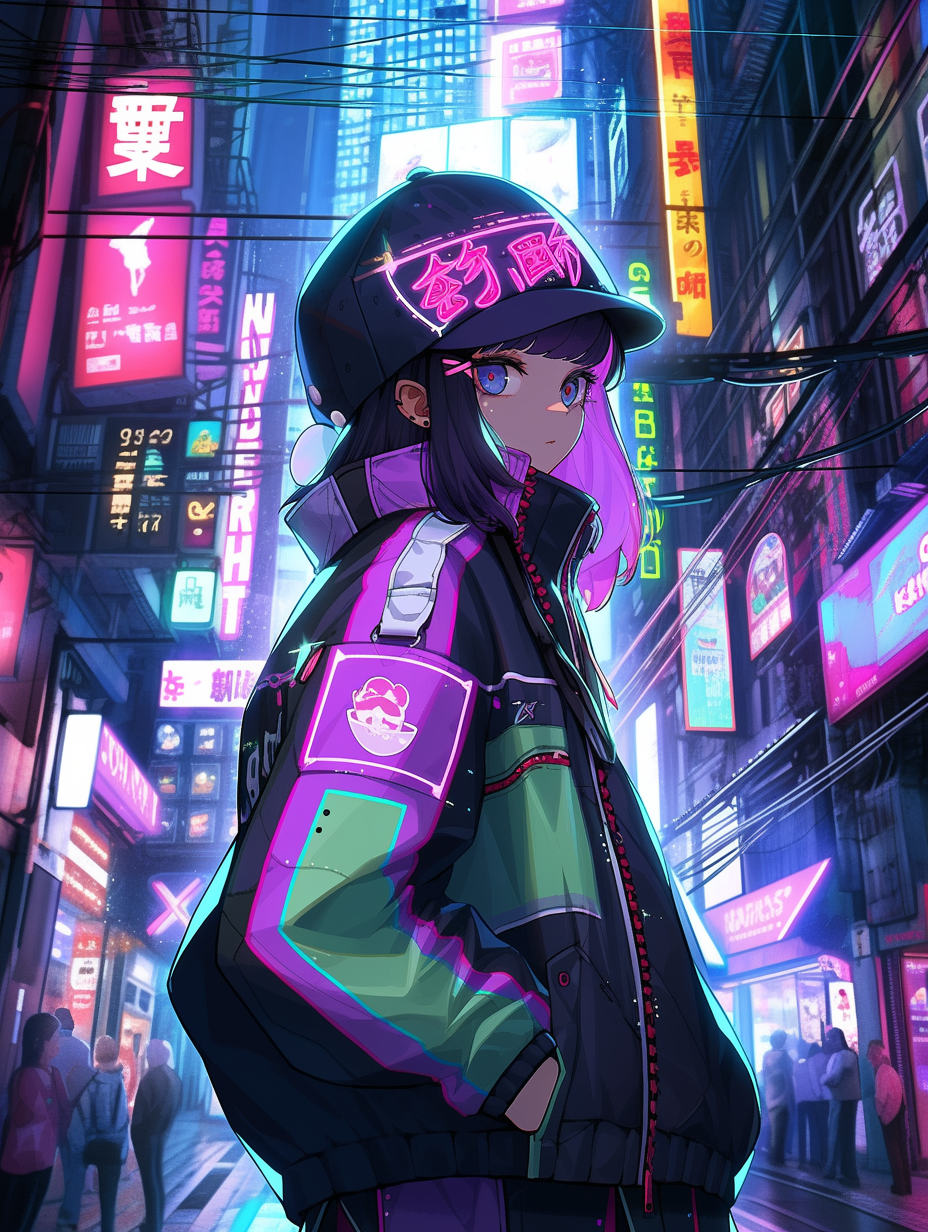 Aesthetic Cyberpunk Girl Desktop Wallpaper - Cyberpunk Wallpaper