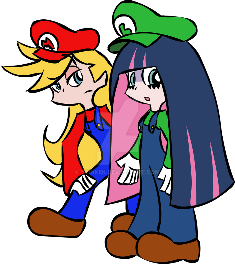 Panty and Stocking as Mario and Luigi