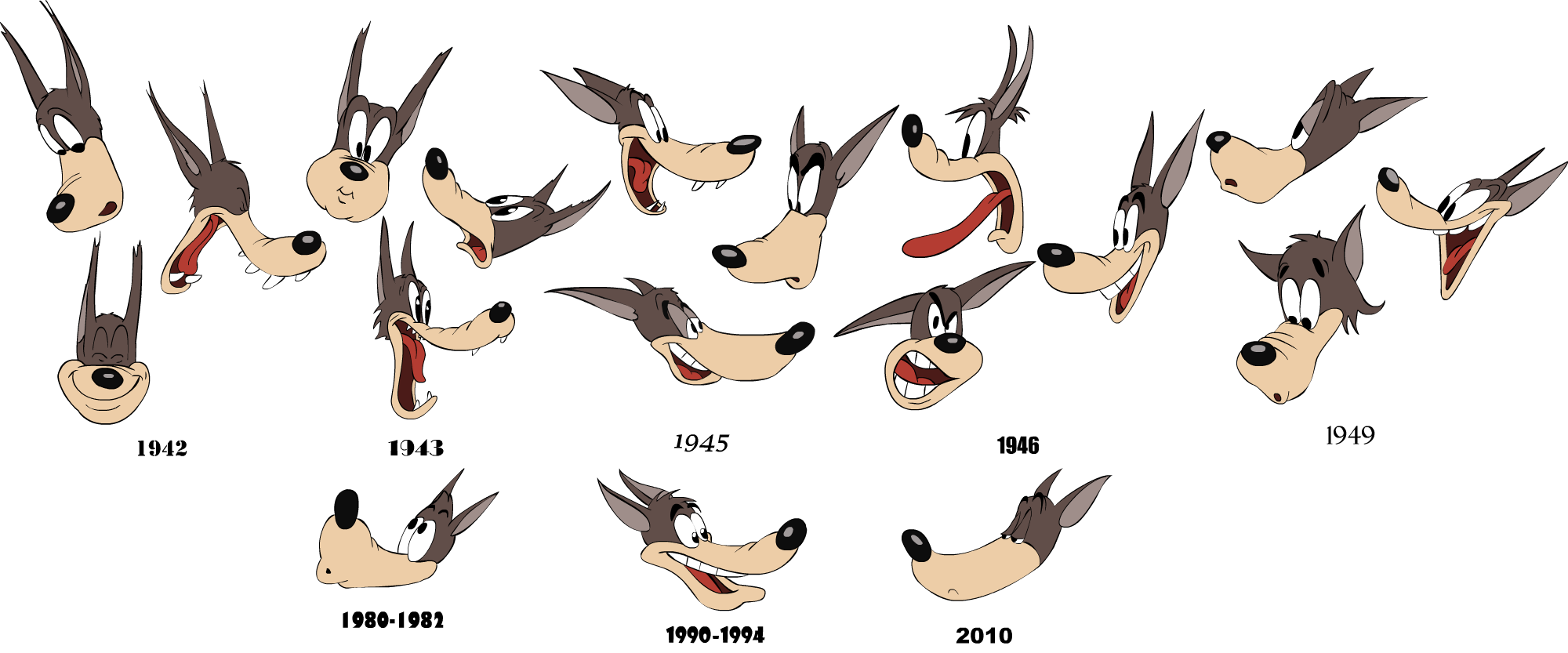 Tex Avery Wolf faces traces