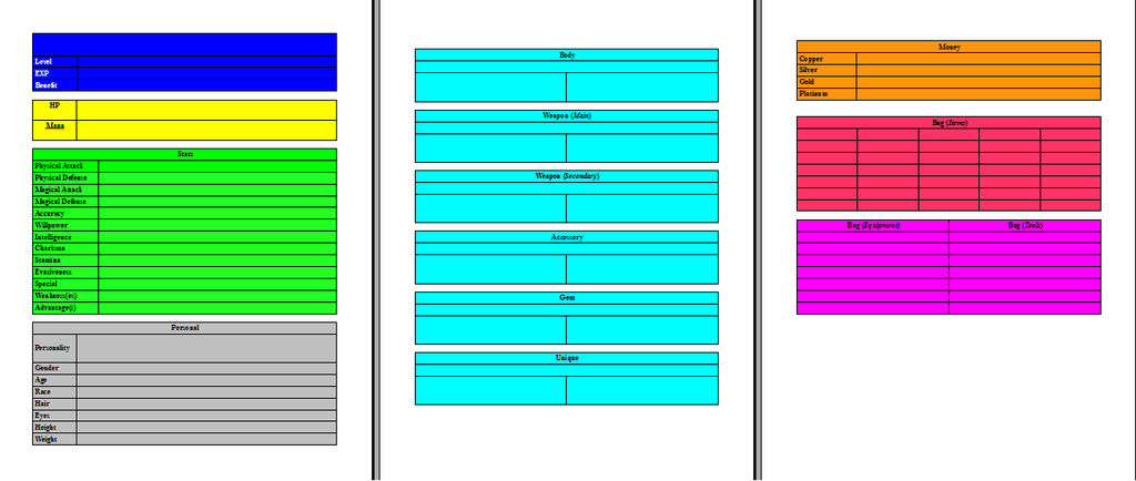 Character Sheet (Basic) by ClockworkFolly on DeviantArt