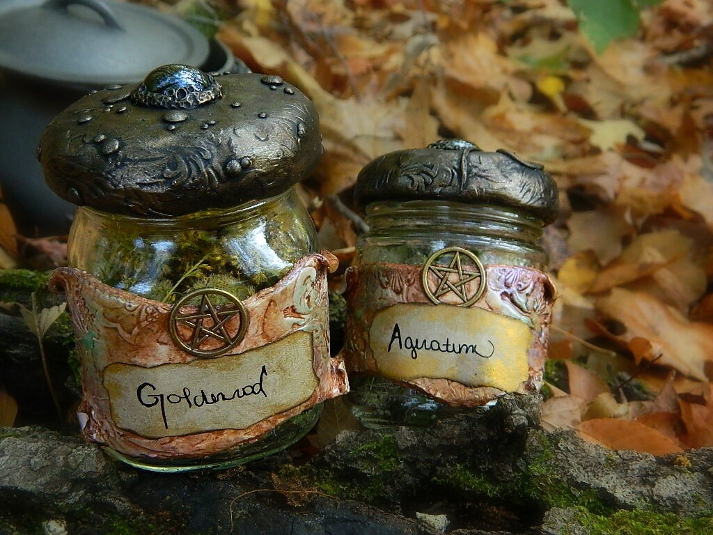 Witch's herbal apothecary jars