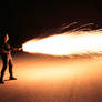 Incendiary shotgun at night