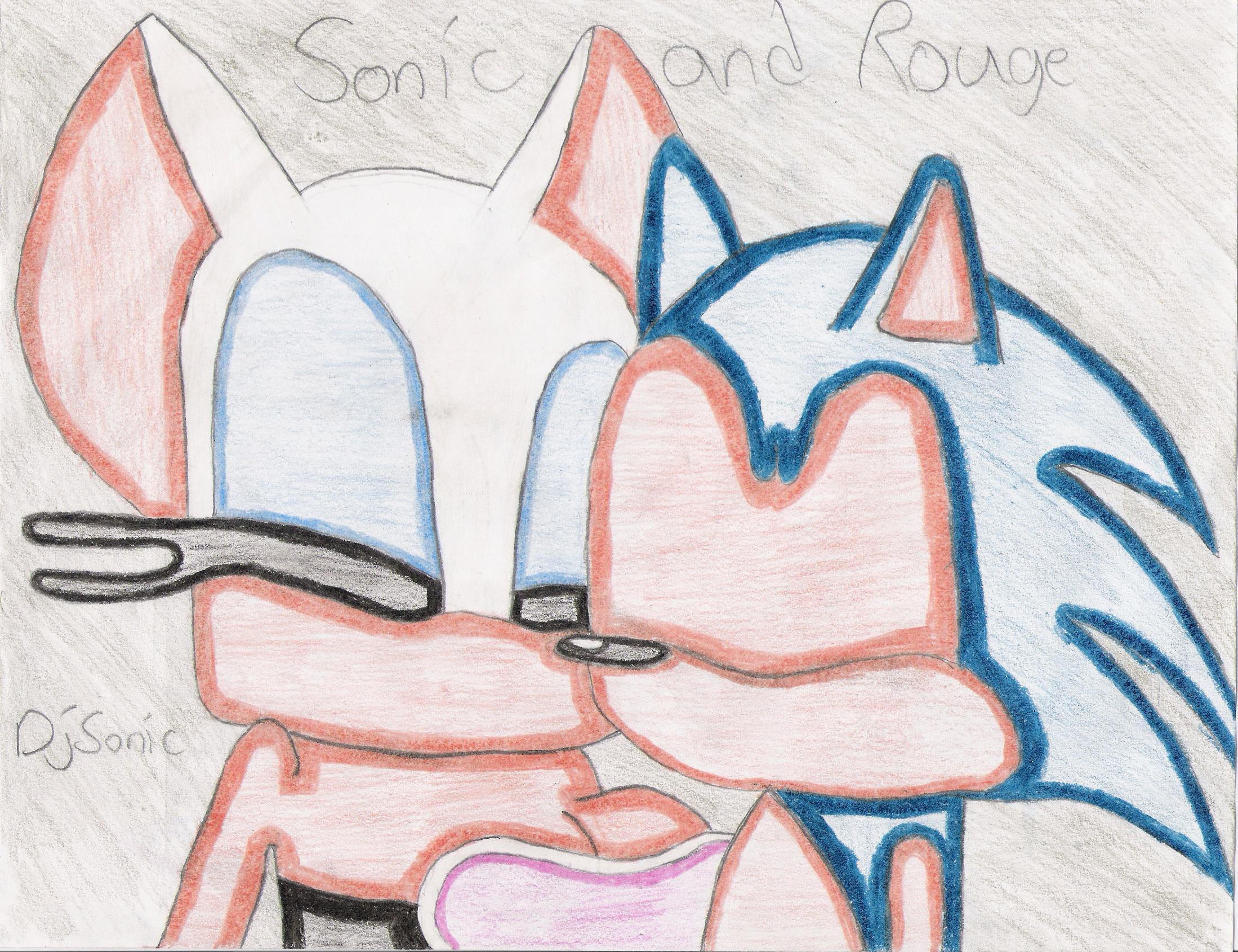 Sonic and Rouge kissing-color-