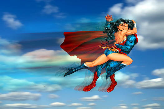 Superman and Wonder Woman: Ramming kiss