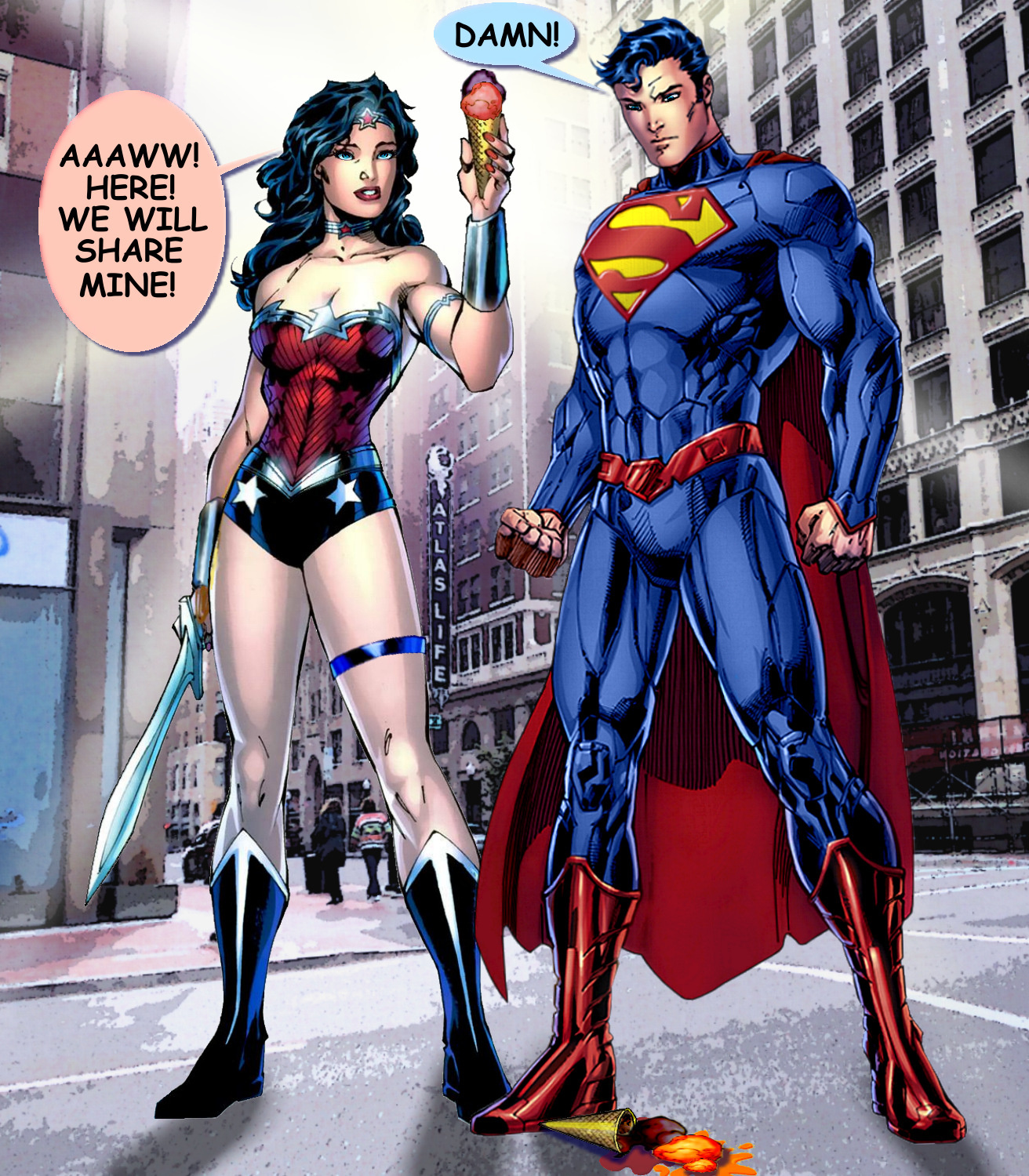 Wonder Woman and Superman: Ice cream.