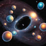 Multiple Universes Each Inside Its Own Bubble Stuc