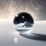 A White Glass Sphere Floating In The Cosmos