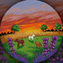 Lavender fields and horses sunset - comm'd design