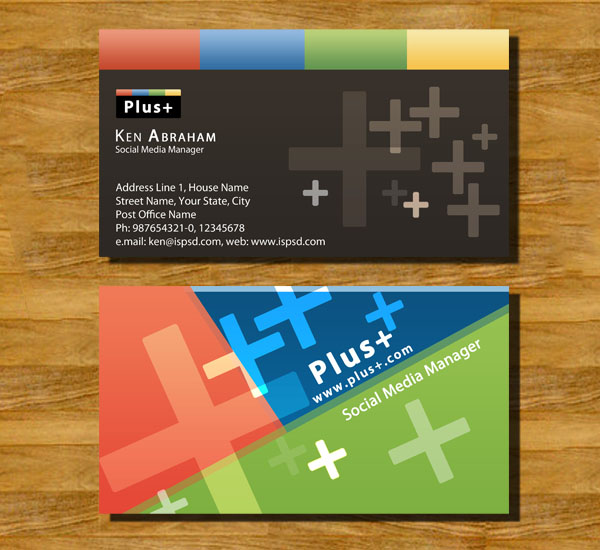 Google Plus Business Card PSD