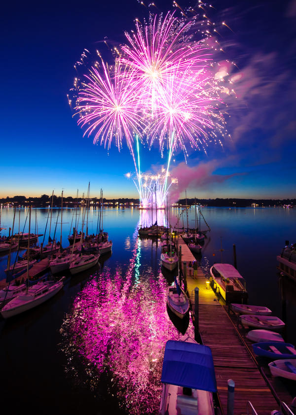 Pink Fireworks in Red Bank