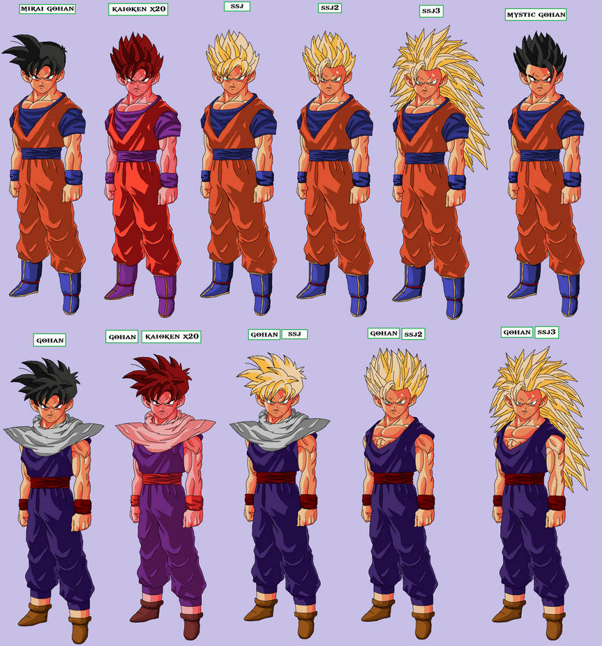 gohan all form v2 by Naruttebayo67 on DeviantArt