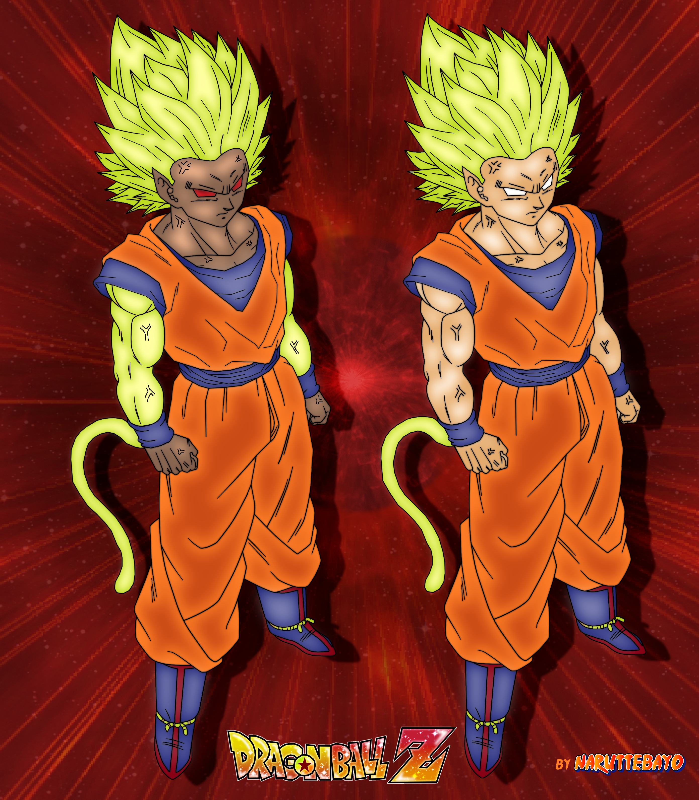 Goku and Vegeta Oozaru evolution base by JLG-GG on DeviantArt