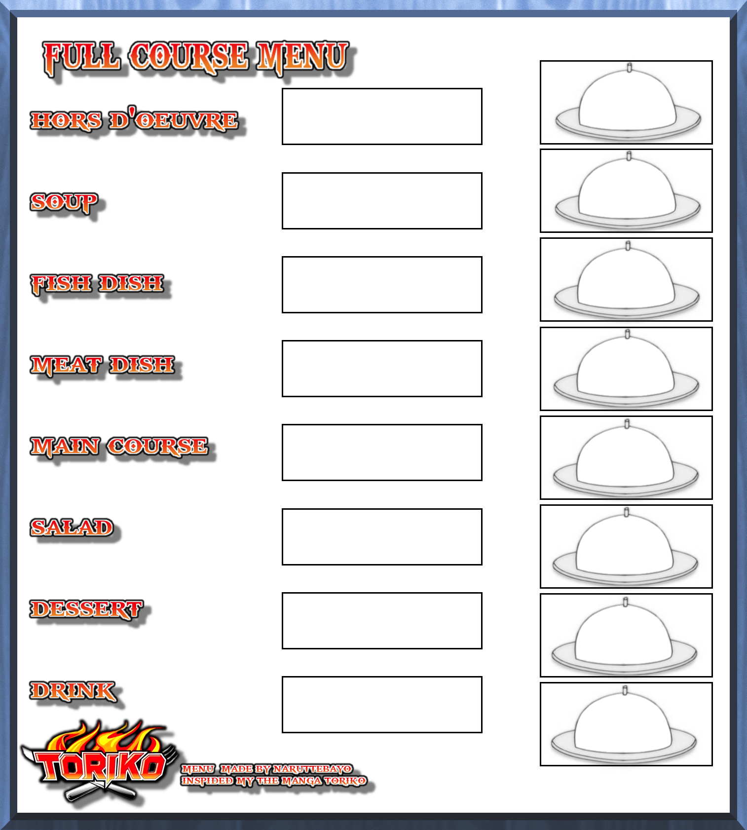 Full Course Menu Meme Toriko Base By Naruttebayo67 On Deviantart Full Course Menu Meme Toriko Base By Naruttebayo67 On Deviantart