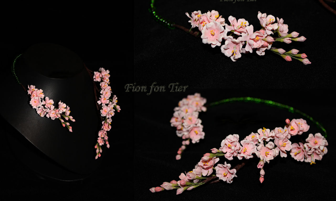 Sakura flowers necklace by fion-fon-tier