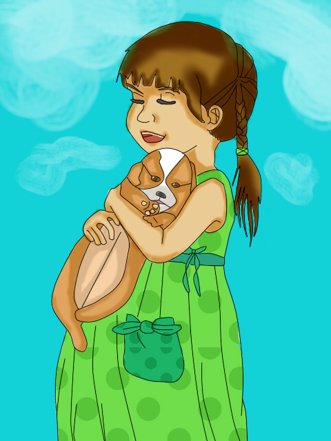 The little girl and her doggy