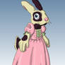 A bunny in a pink dress.