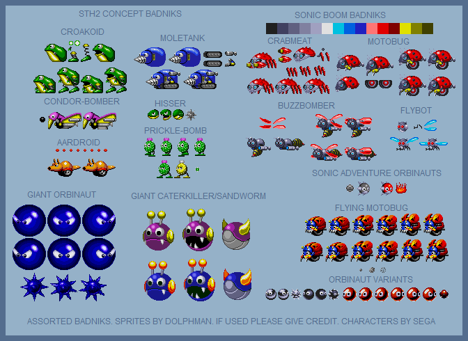 Sonic the Hedgehog - Assorted Badniks sprite sheet