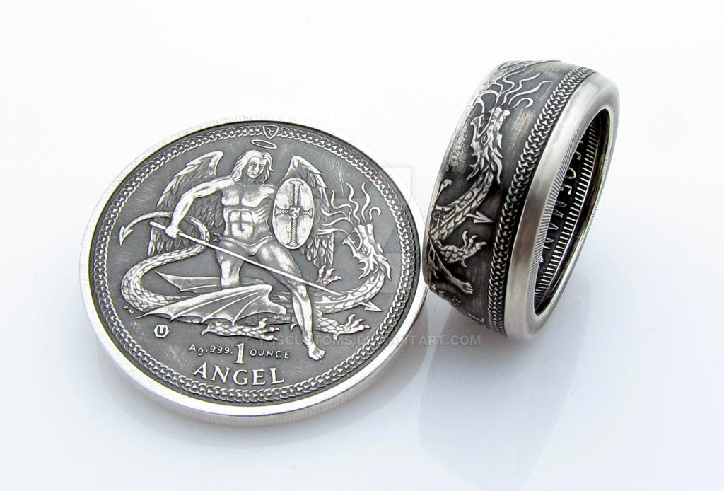 Coin Rings Angel Isle of Man Angel Coin Ring by TCSCustoms on DeviantArt