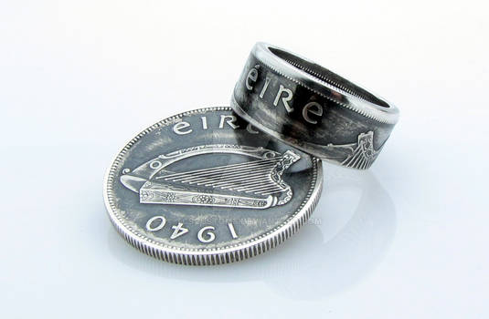 Silver Eire Coin Ring