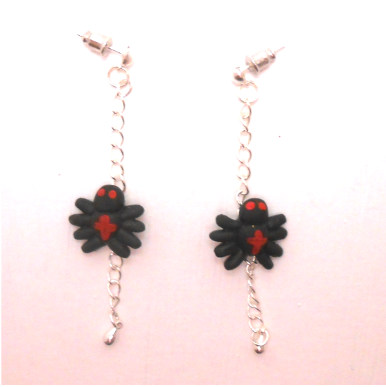 Miniature Itsy-Bitsy Spider on earrings