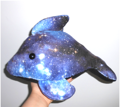 handmade dolphin plush out of minky and fleece