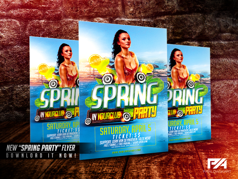 Spring Party Flyer PSD Template