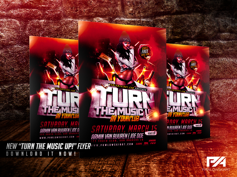 Turn The Music Up Party Flyer Template