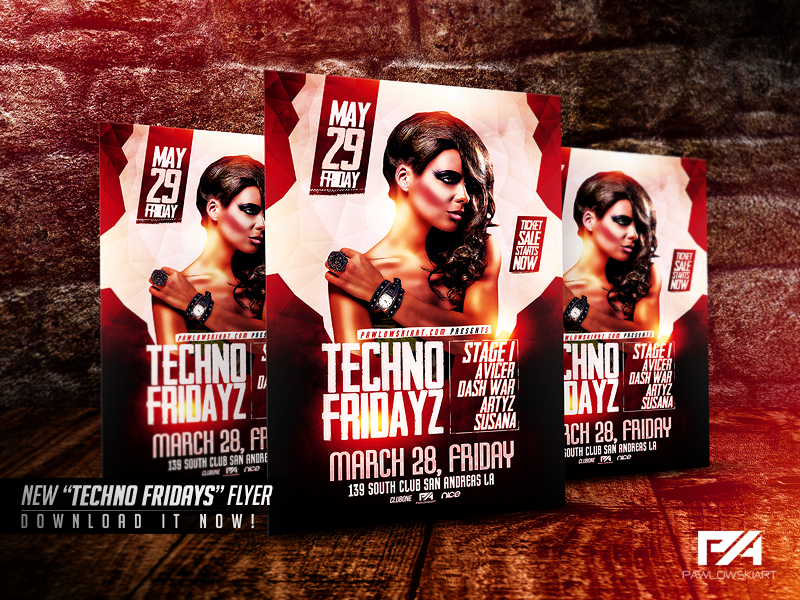 Techno Fridays Party Flyer PSD Template