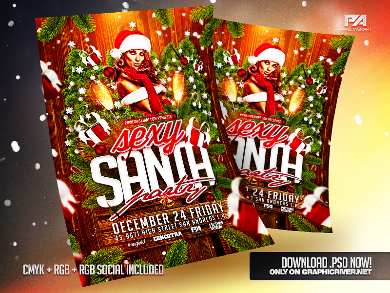 Sexy Santa Party Christmas Flyer Template