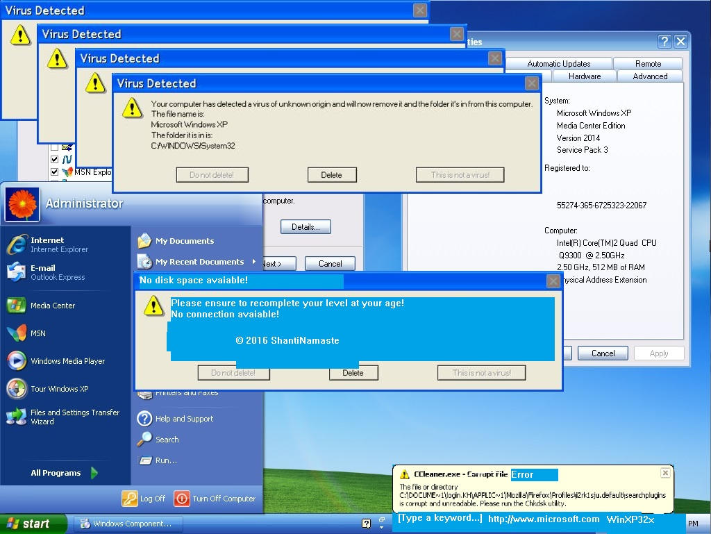 Windows XP Crazy Error likes a hurt system - XD by OldDean-78 on DeviantArt