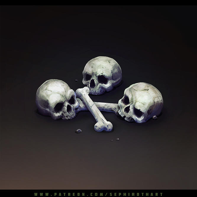 Two bones. Skull and Bones Concept Interior. Urban Sphere with Skull game.