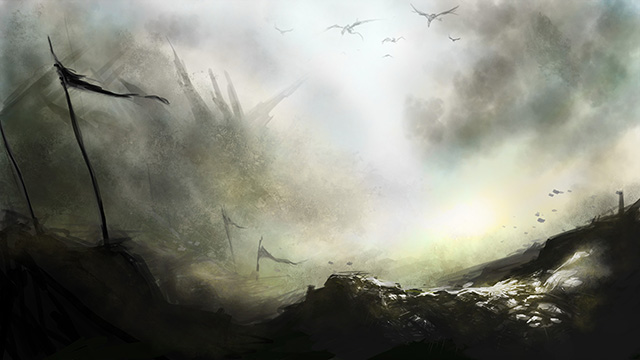 pix Landscape Battlefield Drawing sunrise over the battlefield by faennek