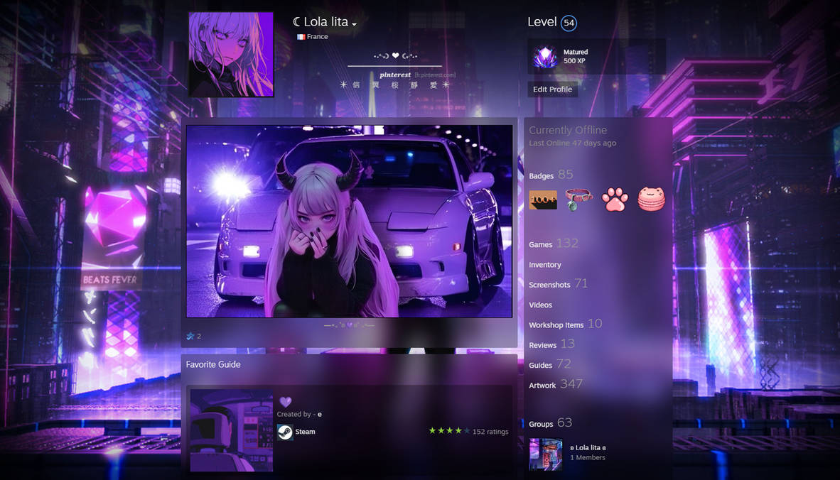 Lola // Purple Neon Steam Profile by LolalitaDesign on DeviantArt