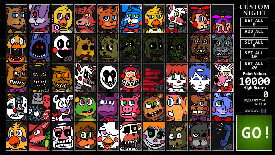 FNAF Ultimate Custom Night Roster by N0tHax on DeviantArt