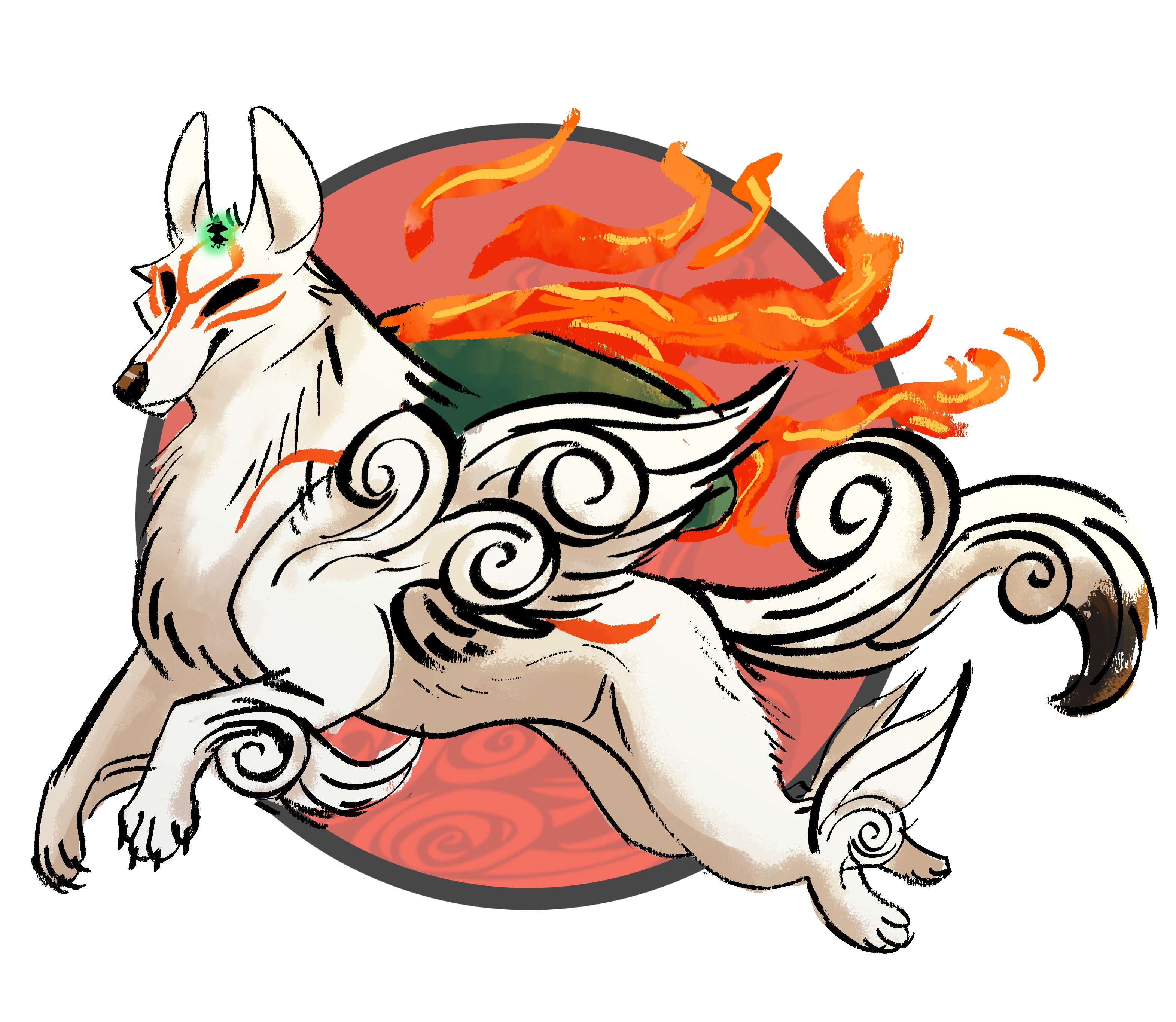 Okami Amaterasu Issun Jump | Art Board Print