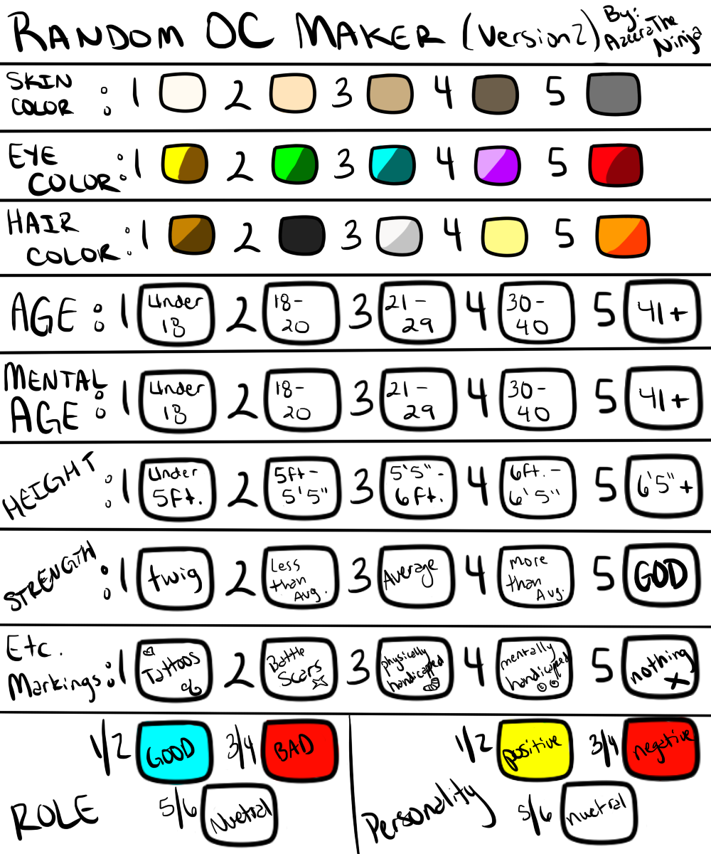 Random Color Oc Base Random OC Maker Version 2 by AzeeraTheNinja on DeviantArt