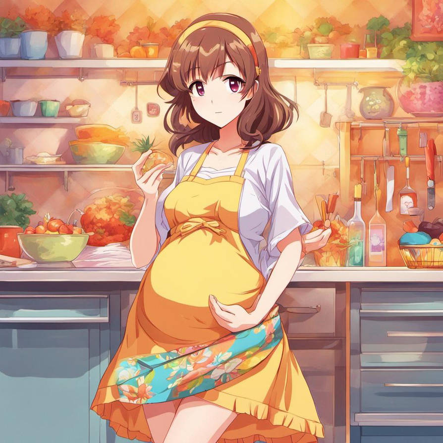 Pregnant female teenager housewife