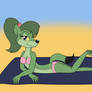 Wendy Weasel Swimsuit Pinup At the Beach