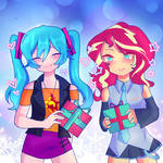 Hatsune And Sunset Christmas by icicle-wicicle-1517
