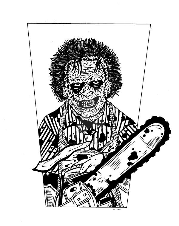 Leatherface Hewitt Sketch Coloring Page.