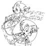 sonic and tails surfing