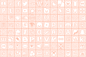 Pastel Peach Square Social Media Buttons